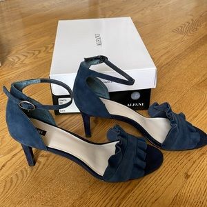Alfani Navy Suede Heeled Sandals size 9.5M
